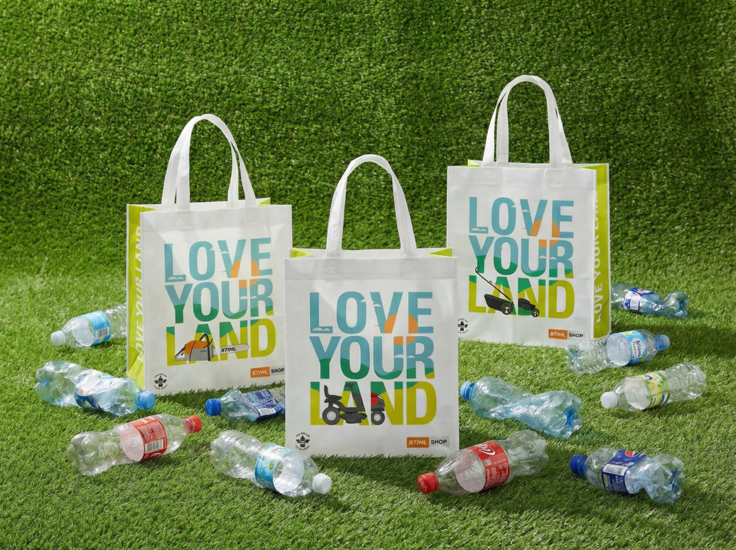 STIHL Shop Love Your Land branded RPET tote bags by Simply Totes + Co