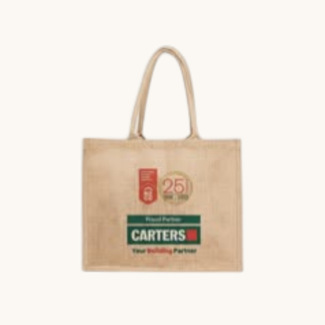 Simply Totes Mr Raw Jute Tote Bag printed with a full colour artwork on one side of the bag