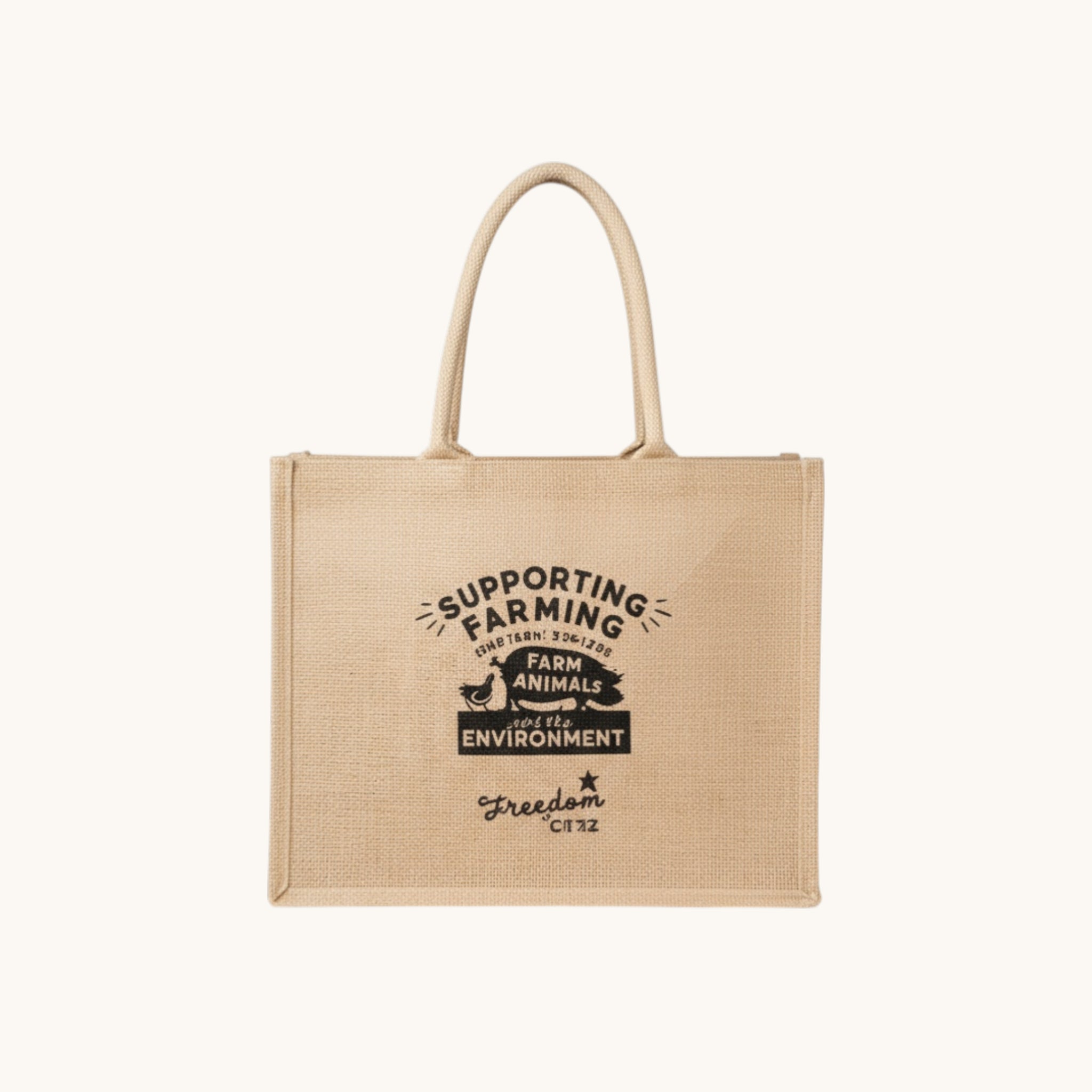 Simply Totes Mr Raw Jute Tote Bag printed with 1 colour artwork on one side of the bag