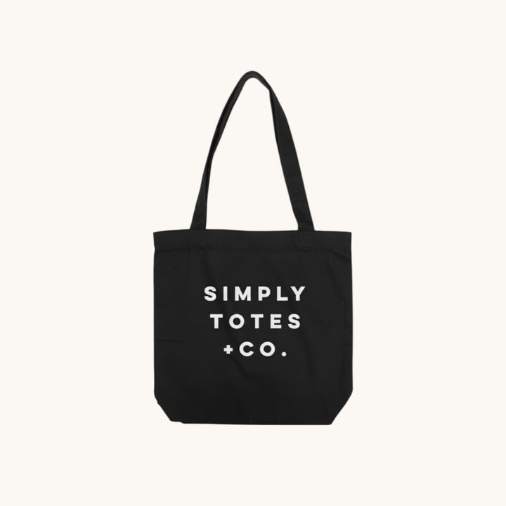 Simply Totes The Equality Black Canvas Tote Bag printed with 1 colour artwork on one side of the bag