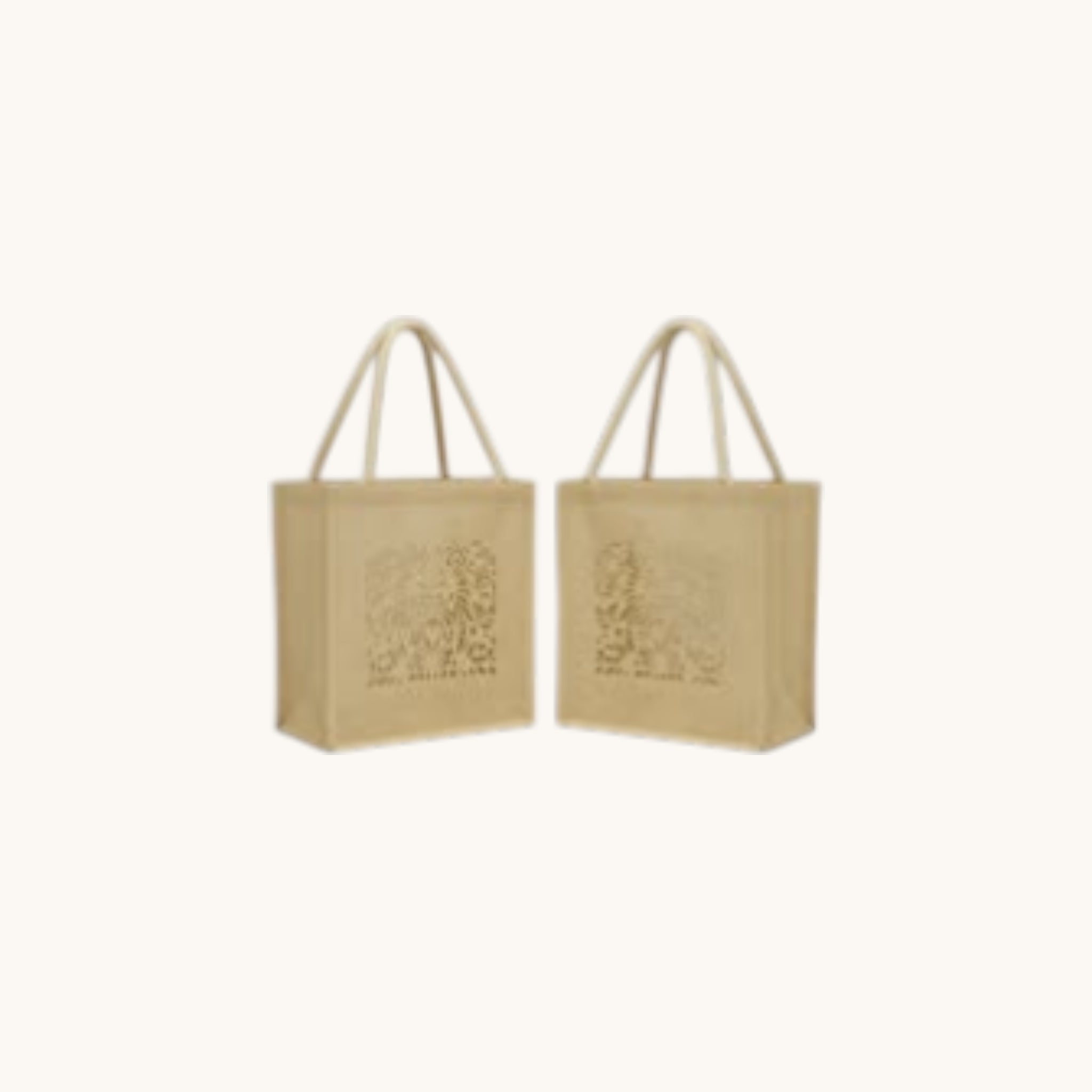 Simply Totes The Natural Baby Jute Tote Bag printed with 1 colour artwork on both sides of the bags