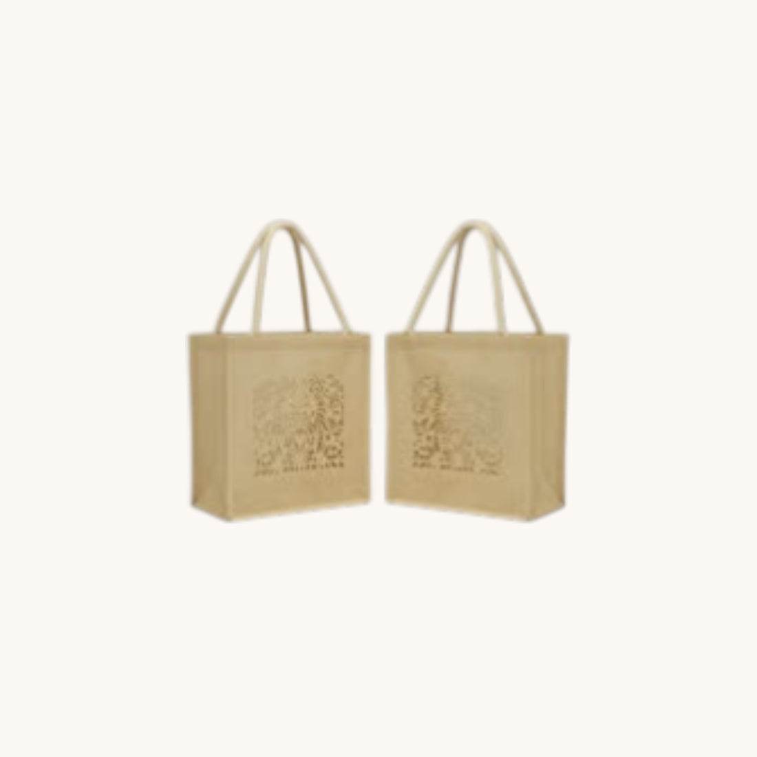 Simply Totes The Natural Baby Jute Tote Bag printed with 1 colour artwork on both sides of the bags