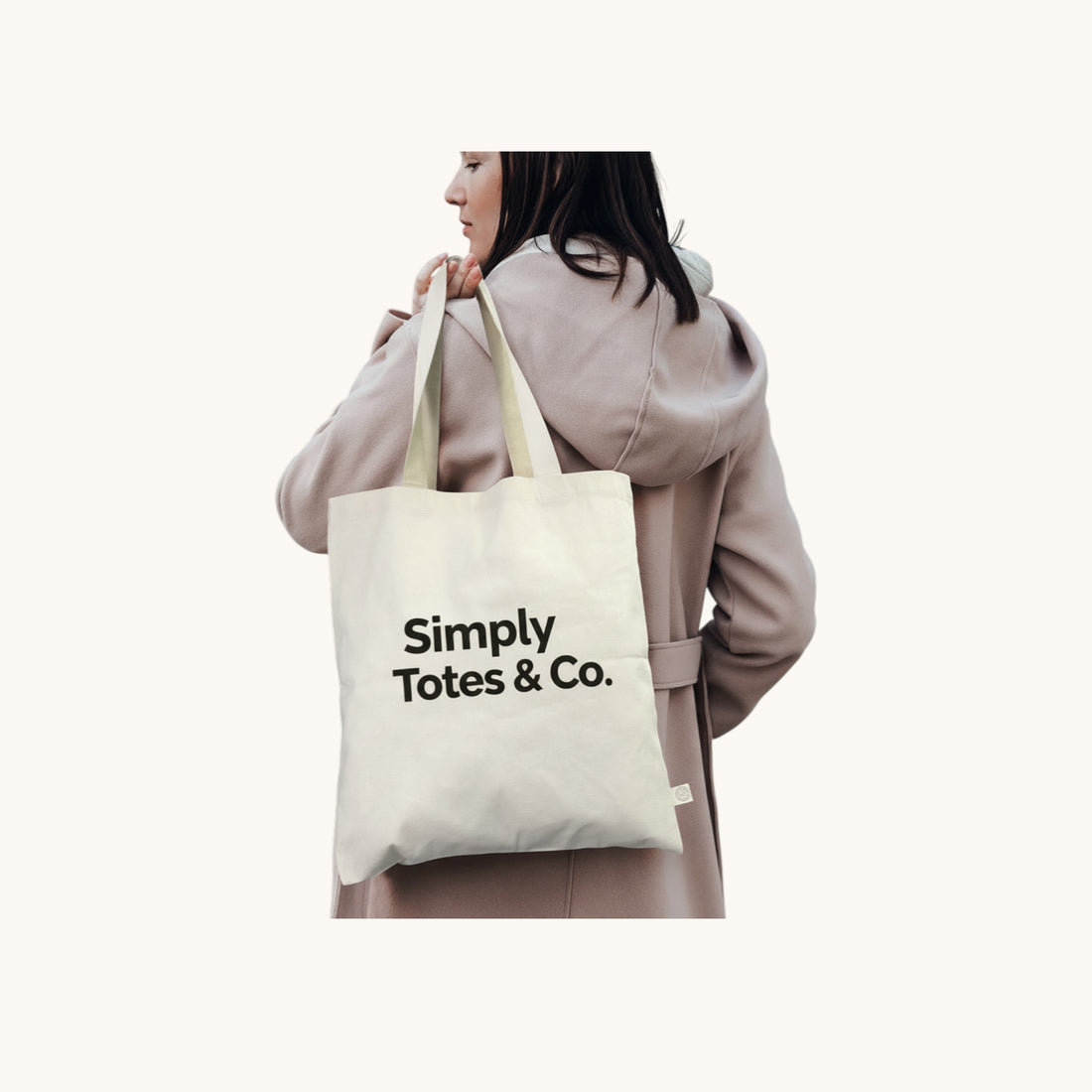 Simply Totes The Rework Tote Bag over the shoulder with one colour print branding